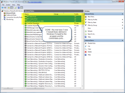 Completed Entries in Windows Firewall