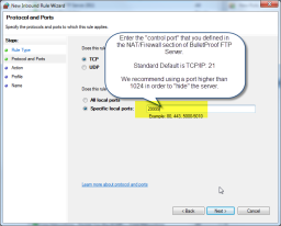 Specify Port for Control-Connection